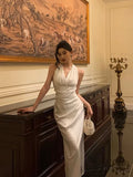 Niulatu Sheath V Neckline Sleeveless Date Night Dress White Prom Dresses Birthday Party Outfit SD887