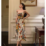 Niulatu A line Spaghetti Straps Floral Date Night Dress Prom Dresses Birthday Party Outfit SD891
