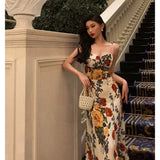 Niulatu A line Spaghetti Straps Floral Date Night Dress Prom Dresses Birthday Party Outfit SD891