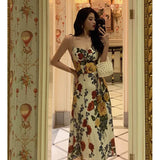 Niulatu A line Spaghetti Straps Floral Date Night Dress Prom Dresses Birthday Party Outfit SD891