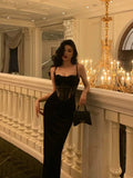 Niulatu Sheath Spaghetti Straps Black Lace Date Night Dress Prom Dresses Birthday Party Outfit SD892