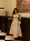 Niulatu A line Spaghetti Straps Ivory Date Night Dress Prom Dresses Birthday Party Outfit SD894