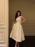Niulatu A line Spaghetti Straps Ivory Date Night Dress Prom Dresses Birthday Party Outfit SD894