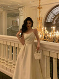 Niulatu A line Spaghetti Straps Ivory Date Night Dress Prom Dresses Birthday Party Outfit SD894