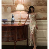 Niulatu Mermaid Spaghetti Straps Pink Floral Date Night Dress Prom Dresses Birthday Party Outfit SD901