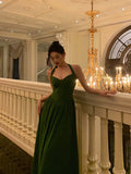 Niulatu A Line Halter Dark Green Prom Dresses Birthday Outfits Evening Gown SD903
