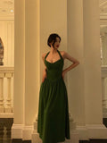 Niulatu A Line Halter Dark Green Prom Dresses Birthday Outfits Evening Gown SD903