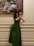Niulatu A Line Halter Dark Green Prom Dresses Birthday Outfits Evening Gown SD903
