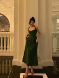 Niulatu A Line Halter Dark Green Prom Dresses Birthday Outfits Evening Gown SD903