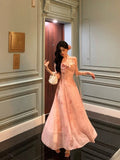 Niulatu A Line Spaghetti Straps Pink Lace Prom Dresses Birthday Outfits Evening Gown SD905