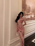 Niulatu Sheath Strapless Pink Floral Date Night Dress Prom Dresses Birthday Party Outfit SD906