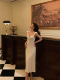 Niulatu A Line Straps White Prom Dresses Birthday Outfits Evening Gown SD909