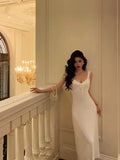 Niulatu A Line Straps White Prom Dresses Birthday Outfits Evening Gown SD909