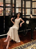 Niulatu Mermaid Square Neckline White Date Night Dress Prom Dresses Birthday Party Outfit SD910