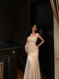 Niulatu Mermaid Square Neckline White Date Night Dress Prom Dresses Birthday Party Outfit SD910