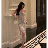Niulatu Sheath Spaghetti Straps Chiffon Floral Prom Dresses Birthday Outfits Evening Gown SD912