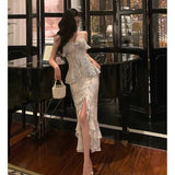 Niulatu Sheath Spaghetti Straps Chiffon Floral Prom Dresses Birthday Outfits Evening Gown SD912