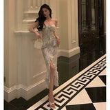 Niulatu Sheath Spaghetti Straps Chiffon Floral Prom Dresses Birthday Outfits Evening Gown SD912