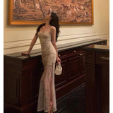 Niulatu Sheath Spaghetti Straps Floral Long Prom Dresses Birthday Outfits Evening Gown SD916