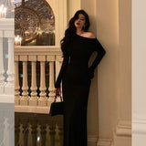 Niulatu Sheath Long Sleeves Black Prom Dresses Birthday Outfits Evening Gown SD925