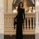 Niulatu Sheath Long Sleeves Black Prom Dresses Birthday Outfits Evening Gown SD925