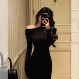 Niulatu Sheath Long Sleeves Black Prom Dresses Birthday Outfits Evening Gown SD925