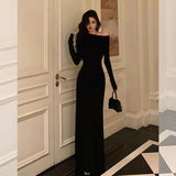 Niulatu Sheath Long Sleeves Black Prom Dresses Birthday Outfits Evening Gown SD925