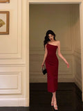 Niulatu Mermaid Spaghetti Straps Red Prom Dresses Birthday Outfits Evening Gown SD927
