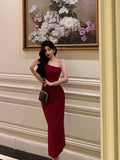 Niulatu Mermaid Spaghetti Straps Red Prom Dresses Birthday Outfits Evening Gown SD927