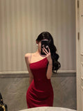 Niulatu Mermaid Spaghetti Straps Red Prom Dresses Birthday Outfits Evening Gown SD927