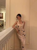 Niulatu Sheath Halter Satin Floral Prom Dresses Birthday Outfits Evening Gown SD930