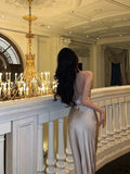 Niulatu Sheath Spaghetti Straps Champagne Prom Dresses Birthday Outfits Evening Gown SD931