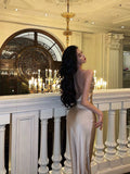Niulatu Sheath Spaghetti Straps Champagne Prom Dresses Birthday Outfits Evening Gown SD931