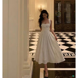 Niulatu A line Square Neckline Ivory Prom Dresses Birthday Outfits Evening Gown SD939