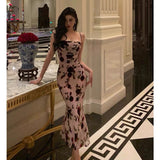 Niulatu Sheath Spaghetti Straps Floral Backless Prom Dresses Birthday Outfits Party Dress SD942