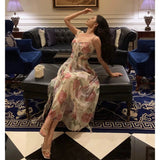 Niulatu A line Spaghetti Straps Pink Floral Prom Dresses Birthday Outfits Evening Gown SD944