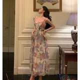 Niulatu A line Spaghetti Straps Pink Floral Prom Dresses Birthday Outfits Evening Gown SD944