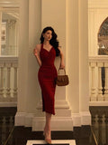 Niulatu A line Halter Red Prom Dresses Birthday Outfits Evening Gown SD946