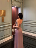 Niulatu Sheath Spaghetti Straps Lilac Long Satin Prom Dresses Birthday Outfits Evening Gown SD950