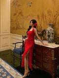 Niulatu A Line Square Neckline Red Chiffon Prom Dresses Birthday Outfits Evening Gown SD953