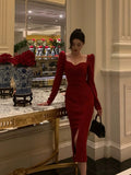 Niulatu Sheath Strapless Red Slit Prom Dresses Beads Birthday Outfits Evening Gown SD954