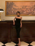 Niulatu Sheath Strapless Black Prom Dresses Birthday Outfits Evening Gown SD957