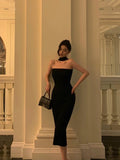 Niulatu Sheath Strapless Black Prom Dresses Birthday Outfits Evening Gown SD957