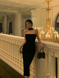 Niulatu Sheath Strapless Black Prom Dresses Birthday Outfits Evening Gown SD957