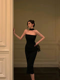 Niulatu Sheath Strapless Black Prom Dresses Birthday Outfits Evening Gown SD957