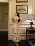 Niulatu Mermaid Jewel Neckline Floral Chiffon Prom Dresses Birthday Outfits Evening Gown SD958