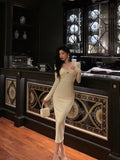 Niulatu Sheath Strapless White Long Sleeves Prom Dresses Birthday Outfits Evening Gown SD960
