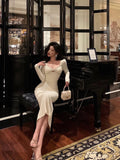 Niulatu Sheath Strapless White Long Sleeves Prom Dresses Birthday Outfits Evening Gown SD960