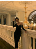 Niulatu Sheath One Shoulder Black Prom Dresses Birthday Outfits Evening Gown SD960