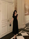 Niulatu Sheath V Neckline Black Long Prom Dresses Birthday Outfits Evening Gown SD971